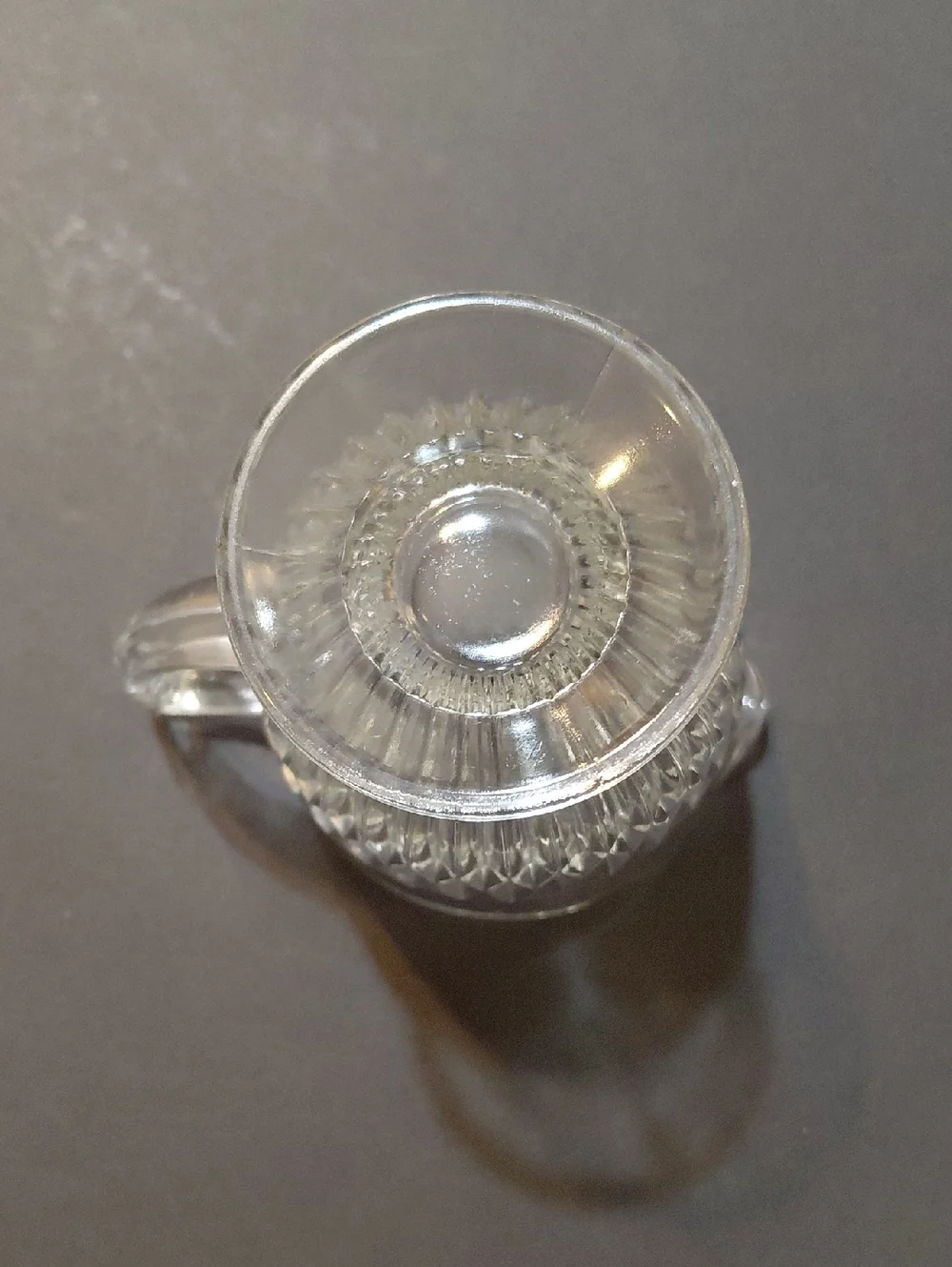 Vintage Jeannette Glass Anniversary Clear Pressed Glass Footed Creamer Pitcher